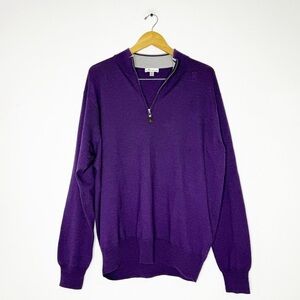 Peter Millar Purple Merino Wool Silk Blend Half-Zip Sweater – Size XL